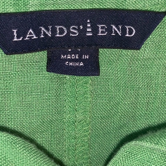 100% Linen Land’s End Lime Green Button Down Shirt Size Women’s XS Small 2/4 - Picture 2 of 6